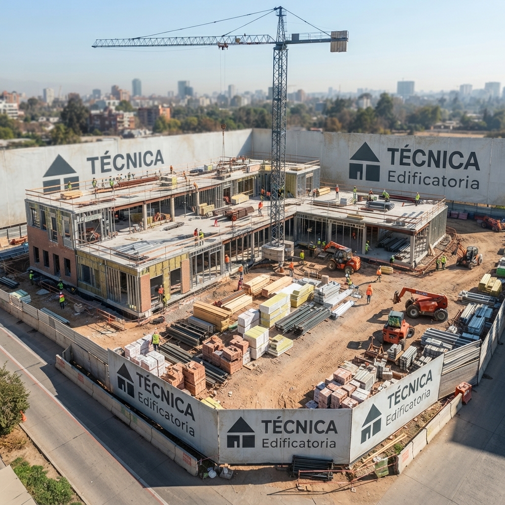 Obra de Técnica Edificatoria con cartel de la empresa